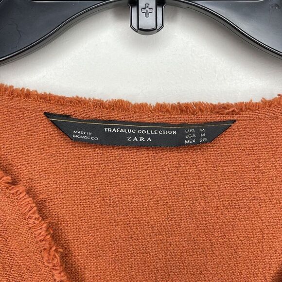ZARA Trafaluc Collection Womens Deep Orange Cotton Popover Dress Tunic Medium M - Picture 6 of 8